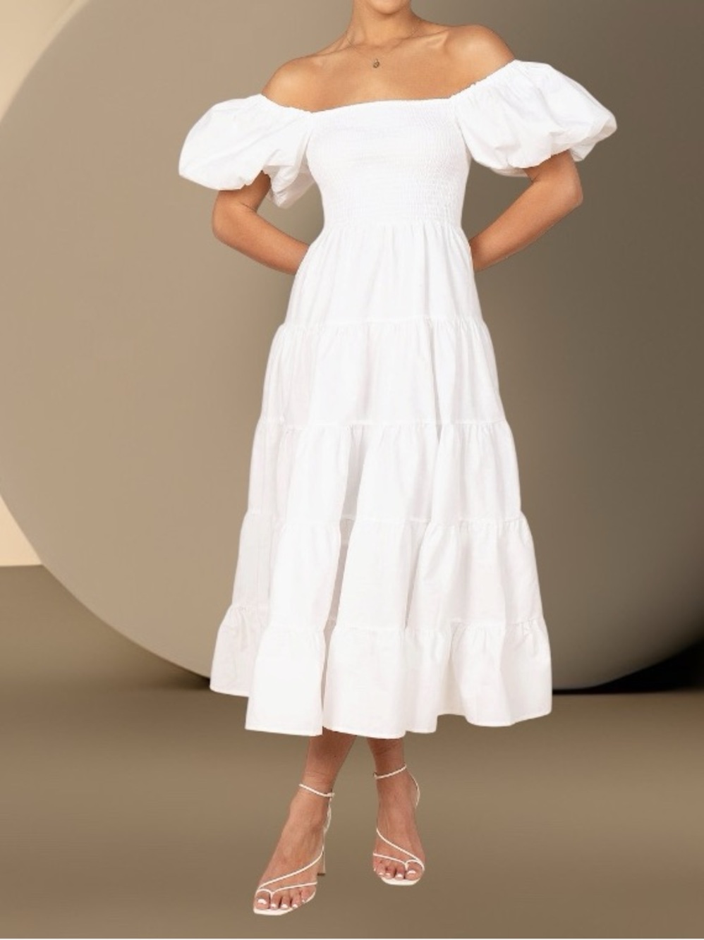 PETAL & PUP Annette Puff Sleeve Shirred Midi Dress ~ NWOT